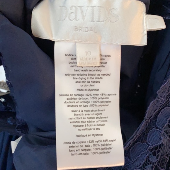 David’s Bridal Marine Blue Lace Bodice Gown - Picture 3 of 5